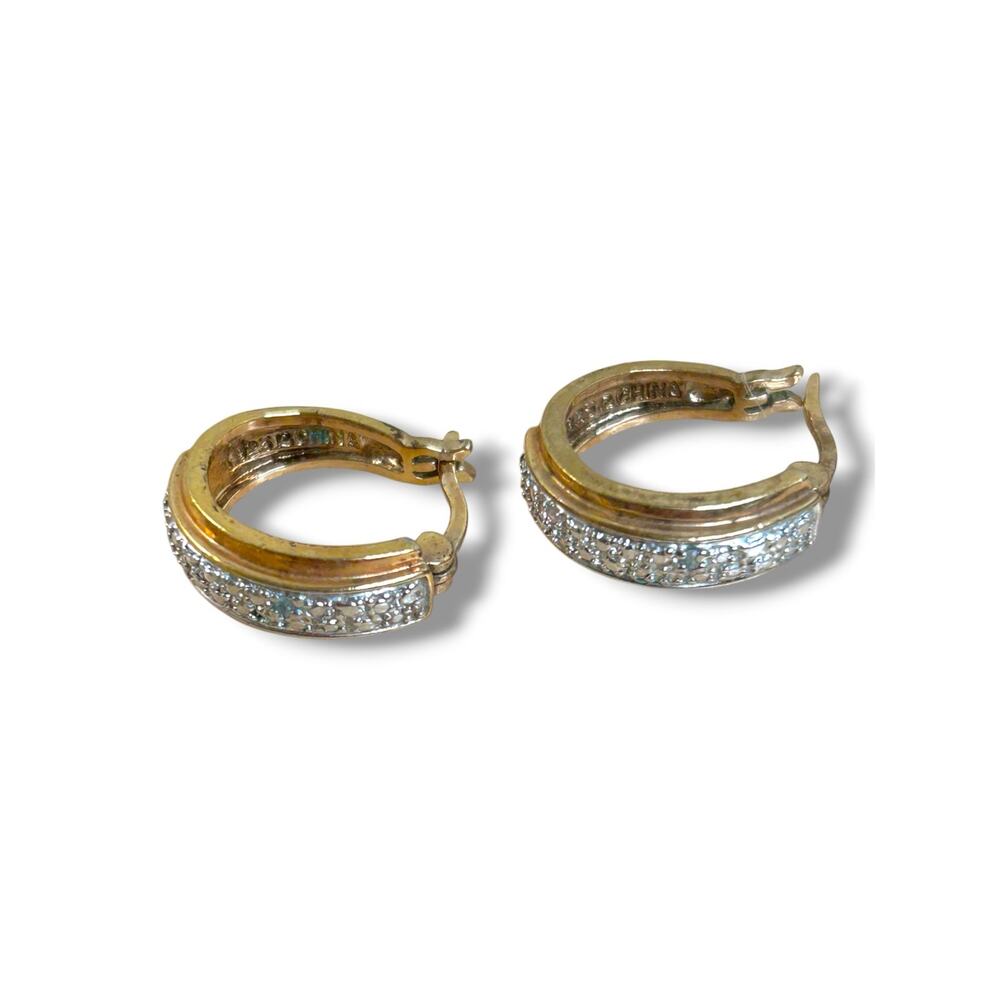 Ross Simons Gold Plated 925 Diamond Accent Huggie Hoop Earrings